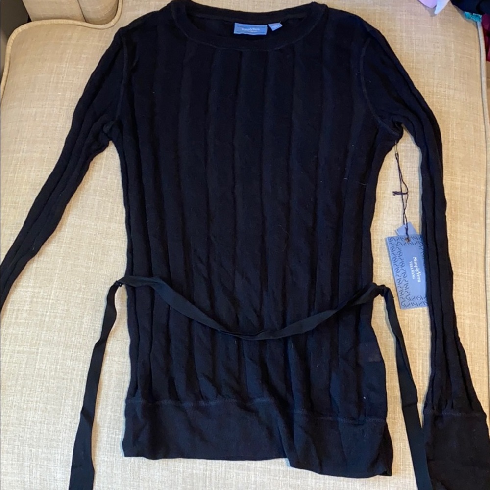 Simply Vera wang black sweater with tie belt